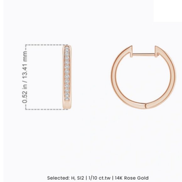 14k Rose Gold Diamond Pavé Hoop Earrings - Picture 9 of 11